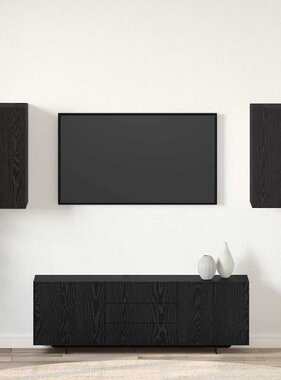 VidaXL Wand TV Kast 2 pcs Zwart Eiken 30,5 x 30 x 60 cm Bewerkt hout