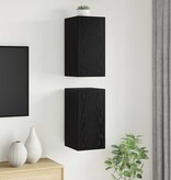 VidaXL Wand TV Kast 2 pcs Zwart Eiken 30,5 x 30 x 60 cm Bewerkt hout