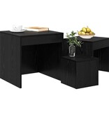 VidaXL Salontafel 3 pcs Zwart Eiken Bewerkt hout