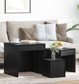 VidaXL Salontafel 3 pcs Zwart Eiken Bewerkt hout