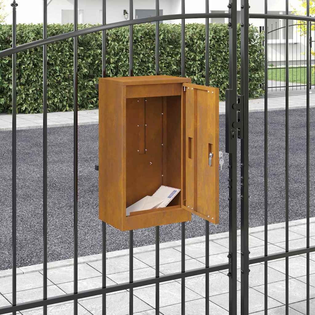 VidaXL Brievenbus Roestig 30 x 23 x 55 cm Cortenstaal