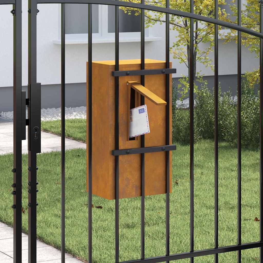 VidaXL Brievenbus Roestig 30 x 23 x 55 cm Cortenstaal