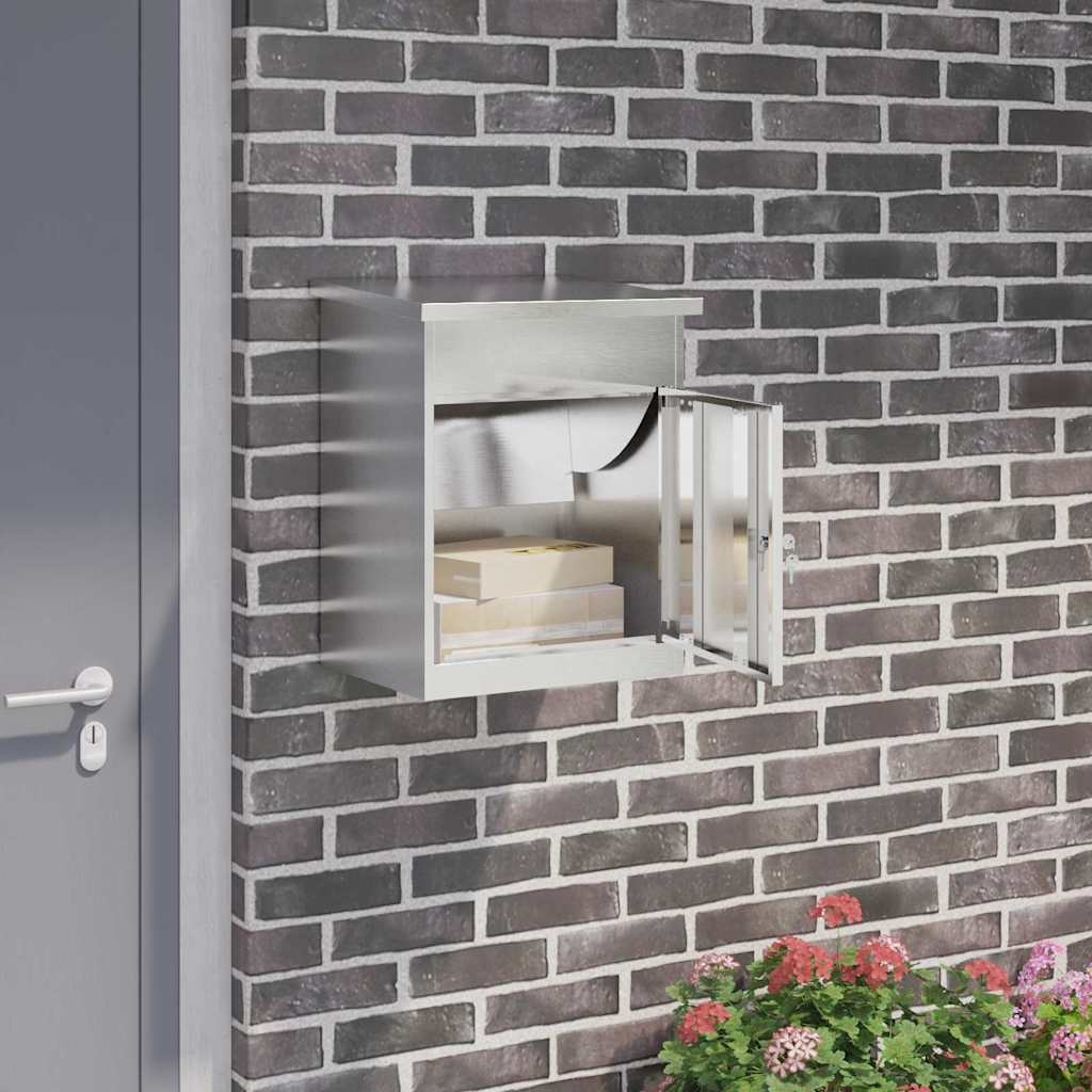 VidaXL Pakket inwerp box Zwart 44 x 35 x 59 cm Roestvrij staal