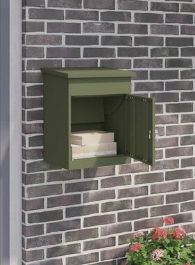 VidaXL Pakket inwerp box Olijfgroen 44 x 35 x 59 cm Staal