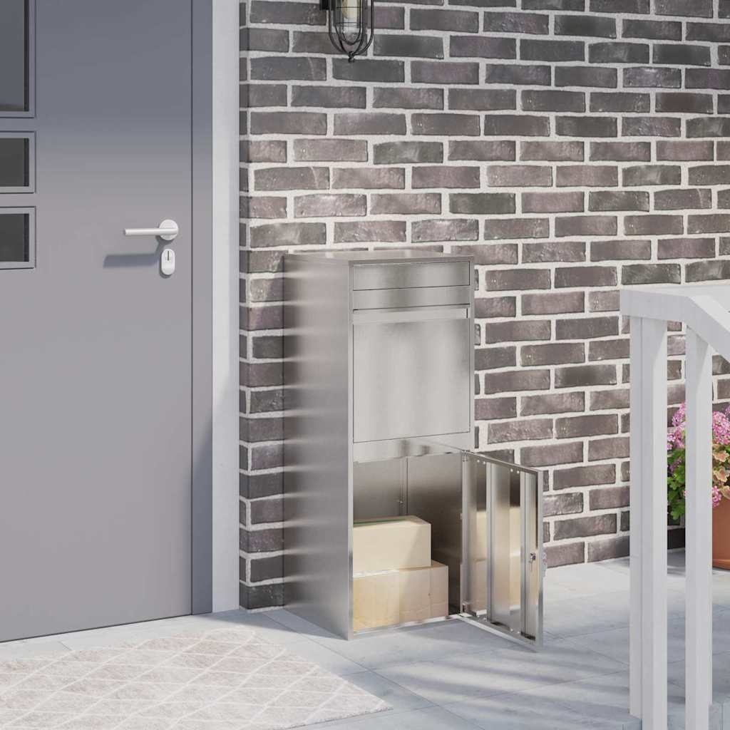 VidaXL Pakket inwerp box Zwart 41 x 38 x 103 cm Roestvrij staal