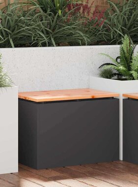 VidaXL Tuinbank Zwart 60 x 40 x 43 cm Massief douglas hout en staal