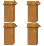 VidaXL Slakkenhekje 4 pcs Roestig 13,5 x 13,5 x 25 cm Cortenstaal