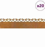 VidaXL Gazonranden 20 pcs Roestig 103 x 0,05 x 22 cm Cortenstaal