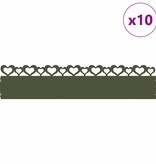 VidaXL Gazonranden 10 pcs Olijf Groen 103 x 0,05 x 22 cm Staal