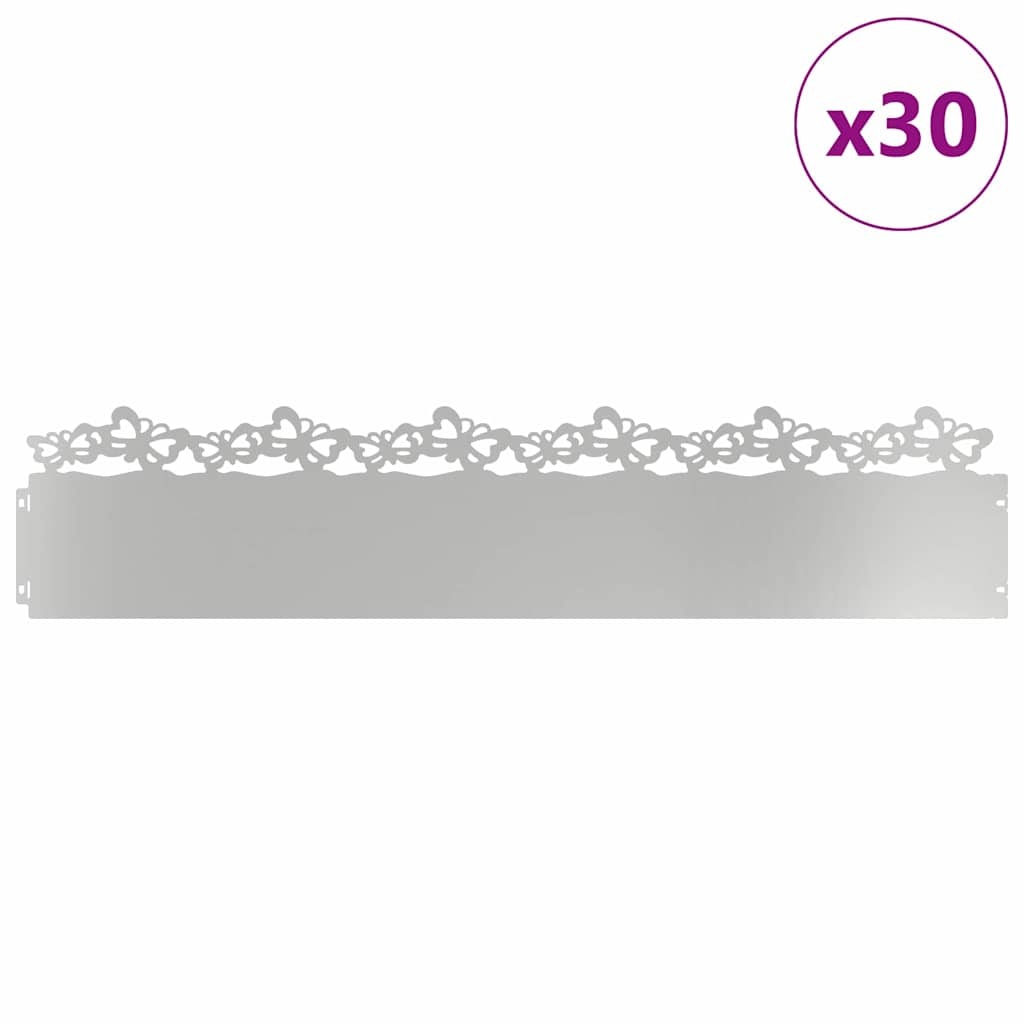 VidaXL Gazonranden 30 pcs Zilver 103 x 0,05 x 22 cm