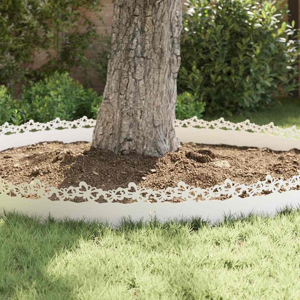 VidaXL Gazonranden 10 pcs Wit 103 x 0,05 x 22 cm Staal