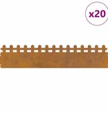 VidaXL Gazonranden 20 pcs Roestig 103 x 0,05 x 22 cm Cortenstaal