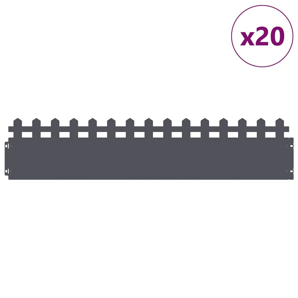 VidaXL Gazonranden 20 pcs Antraciet 103 x 0,05 x 22 cm Staal
