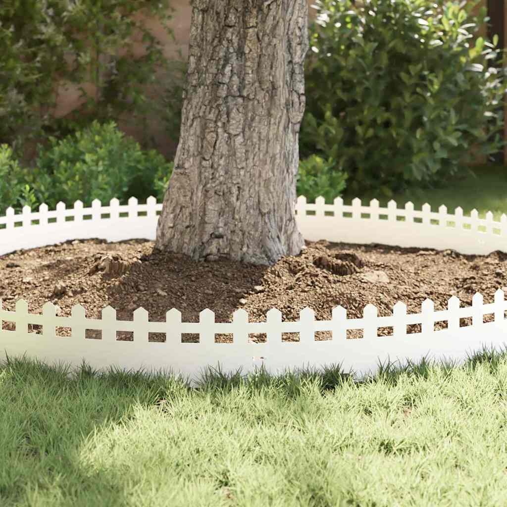 VidaXL Gazonranden 10 pcs Wit 103 x 0,05 x 22 cm Staal