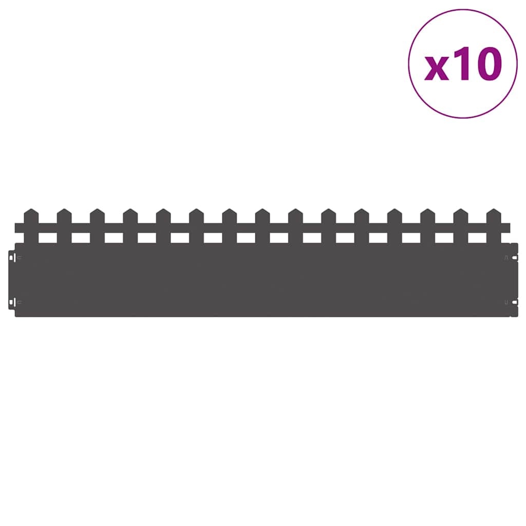 VidaXL Gazonranden 10 pcs Zwart 103 x 0,05 x 22 cm Staal