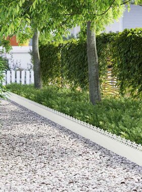 VidaXL Gazonranden 10 pcs Wit 103 x 0,05 x 22 cm Staal