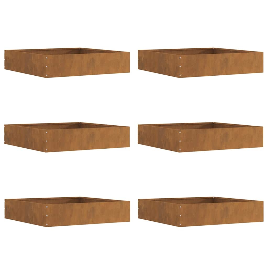 VidaXL Tuinrand 6 pcs Roestig 60 x 60 x 13 cm Cortenstaal