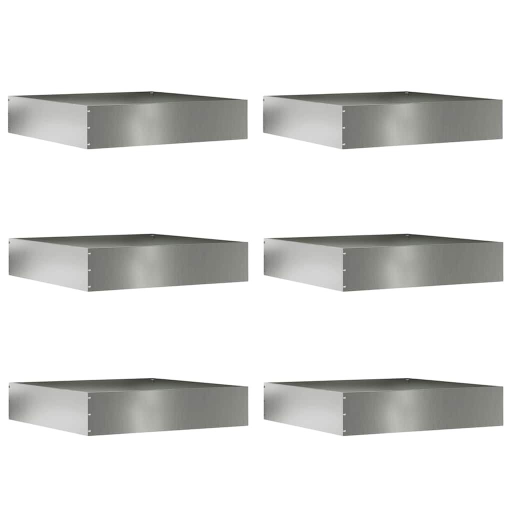 VidaXL Tuinrand 6 pcs Zilver 60 x 60 x 13 cm Gegalvaniseerd staal