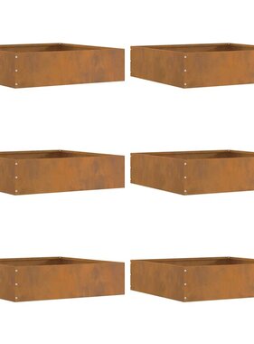VidaXL Tuinrand 6 pcs Roestig 50 x 50 x 13 cm Cortenstaal