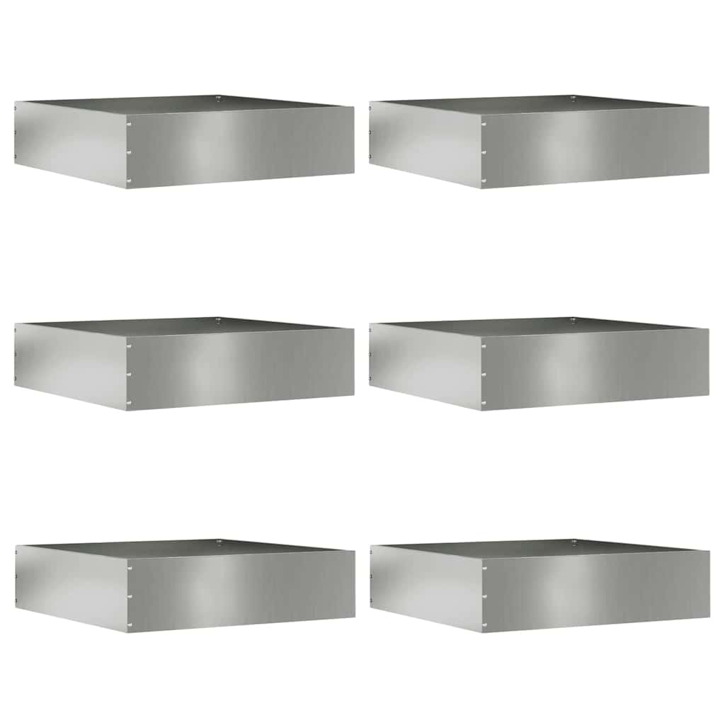 VidaXL Tuinrand 6 pcs Zilver 50 x 50 x 13 cm Gegalvaniseerd staal