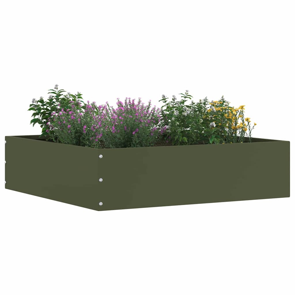 VidaXL Tuinrand Olijfgroen 50 x 50 x 13 cm Staal