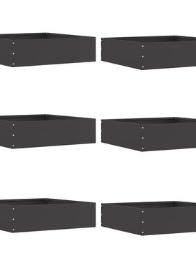 VidaXL Tuinrand 6 pcs Zwart 50 x 50 x 13 cm Staal
