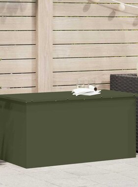 VidaXL Buitenopslagdoos Olijf Groen 100 x 50,5 x 50 cm Staal