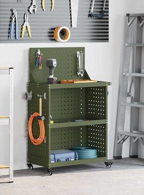 VidaXL Gereedschapswagen Olijfgroen 65 x 35 x 111 cm Koudgewalst staal