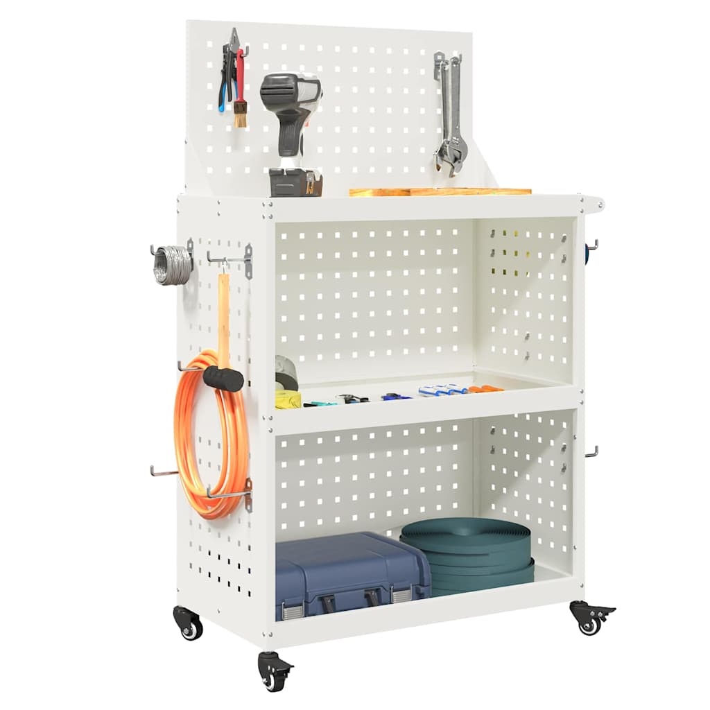 VidaXL Gereedschapswagen Wit 65 x 35 x 111 cm Koudgewalst staal