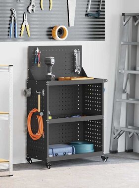 VidaXL Gereedschapswagen Zwart 65 x 35 x 111 cm Koudgewalst staal