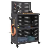 VidaXL Gereedschapswagen Zwart 65 x 35 x 111 cm Koudgewalst staal