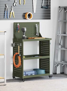 VidaXL Gereedschapswagen Olijfgroen 65 x 35 x 111 cm Koudgewalst staal