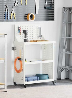 VidaXL Gereedschapswagen Wit 65 x 35 x 111 cm Koudgewalst staal