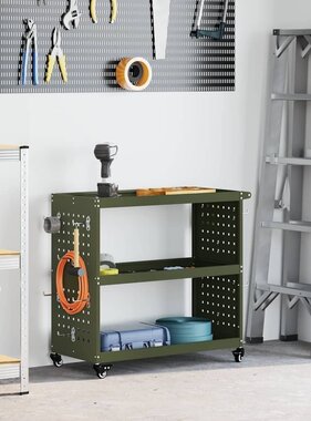 VidaXL Gereedschapswagen Olijfgroen 75 x 35 x 73 cm Koudgewalst staal