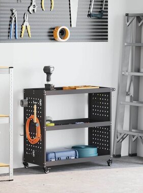 VidaXL Gereedschapswagen Zwart 75 x 35 x 73 cm Koudgewalst staal