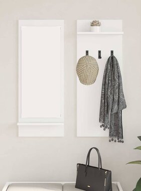 VidaXL Wandgemonteerde kapstok Wit 70 x 10 x 90 cm Bewerkt hout