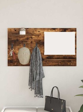 VidaXL Wandgemonteerde kapstok met plank Gerookt eiken 90 x 10 x 50 cm