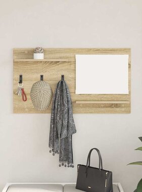 VidaXL Wandgemonteerde kapstok met plank Sonoma eiken 90 x 10 x 50 cm