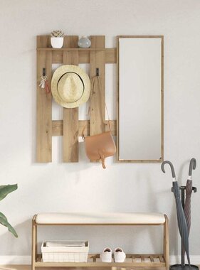 VidaXL Wandgemonteerde kapstok Ambachtelijk eiken 100 x 10 x 100 cm