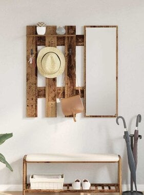 VidaXL Wandgemonteerde kapstok met opslag Oude hout 100 x 10 x 100 cm