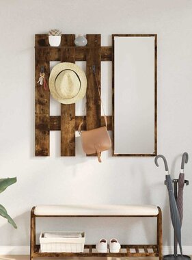 VidaXL Wandgemonteerde kapstok Gerookt eiken 100 x 10 x 100 cm