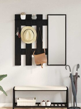VidaXL Wandgemonteerde kapstok Zwart eiken 100 x 10 x 100 cm