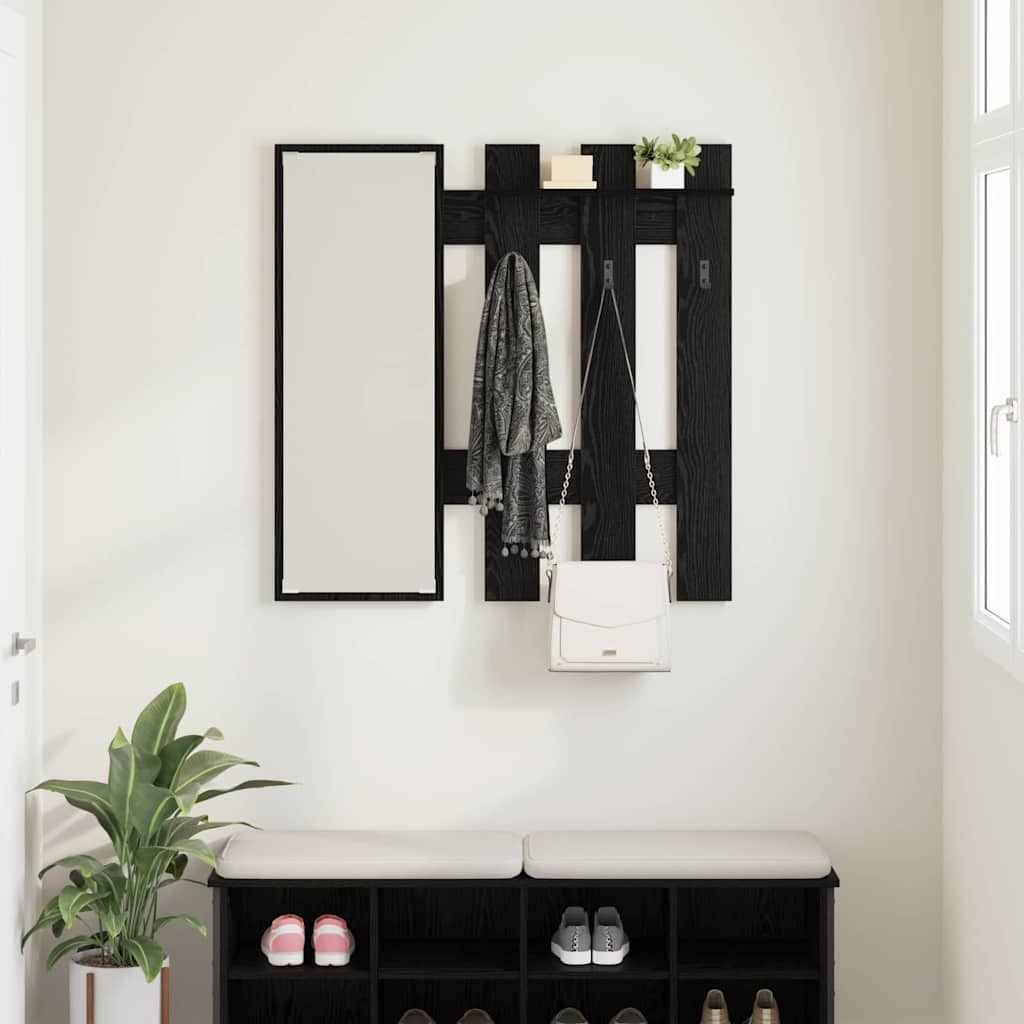 VidaXL Wandgemonteerde kapstok Zwart eiken 100 x 10 x 100 cm