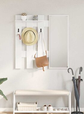 VidaXL Wandgemonteerde kapstok Wit 100 x 10 x 100 cm Bewerkt hout