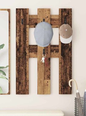VidaXL Wandgemonteerde kapstok Oud hout 65 x 3 x 100 cm Bewerkt hout