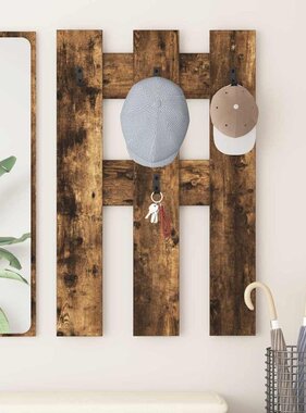 VidaXL Wandgemonteerde kapstok Gerookt eiken 65 x 3 x 100 cm