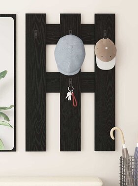 VidaXL Wandgemonteerde kapstok met opslag Zwart eiken 65 x 3 x 100 cm