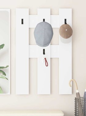 VidaXL Wandgemonteerde kapstok Wit 65 x 3 x 100 cm Bewerkt hout