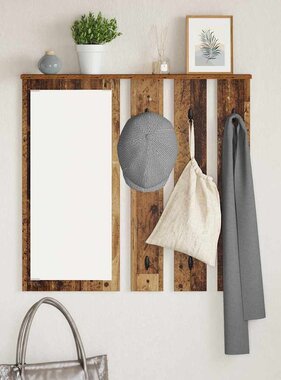 VidaXL Wandgemonteerde kapstok Oud hout 84 x 10 x 80 cm Bewerkt hout