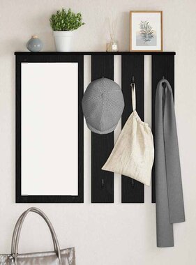 VidaXL Wandgemonteerde kapstok met plank Zwart eiken 84 x 10 x 80 cm
